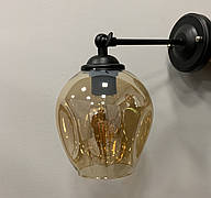 Чорне скляне бра "Молекула" (56-WPR0231F-1 BK+BR) кавово-прозорий