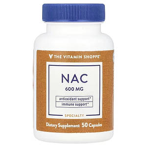 Амінокислота N-ацетил L-цистеїн The Vitamin Shoppe NAC 600 мг 50 капс.