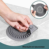 Фільтр для зливу ванної кімнати та душу білий. Ситечко для уловлювання волосся. Ситечко на фільтр для зливу ваною, фото 7