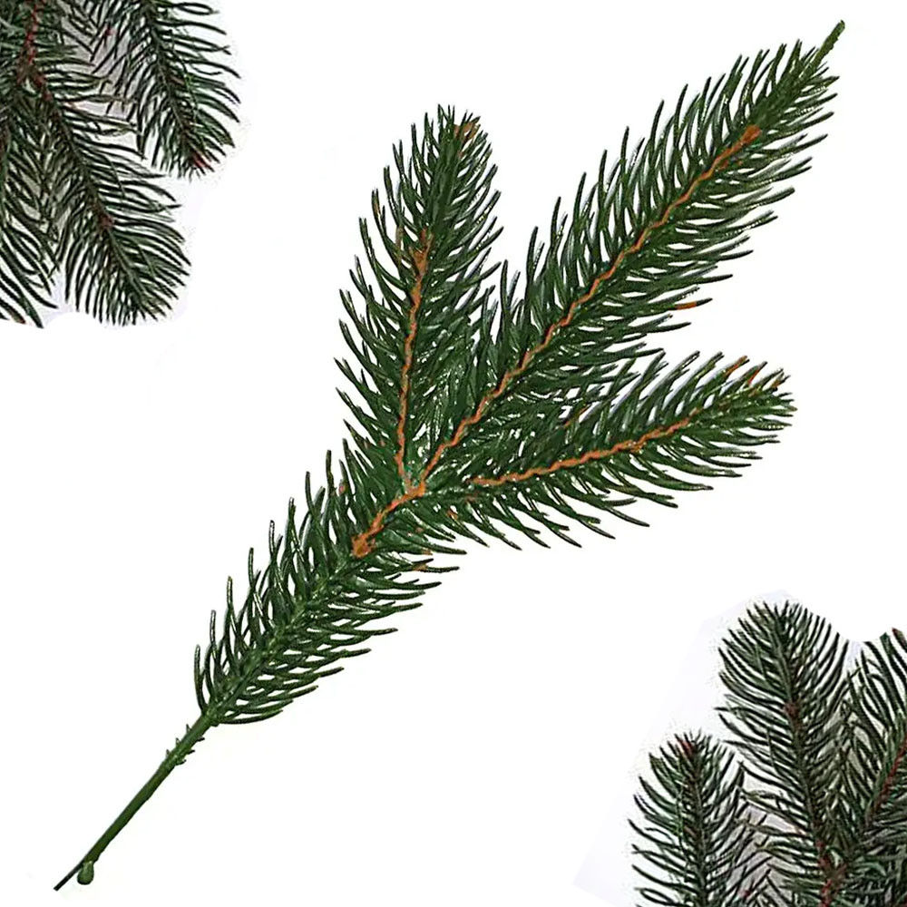 Гілочки ялинки для декору литі зелені, пластик, 20 см  /Гілки ялинки штучні /Гілки штучної хвої ялинкові, фото 1