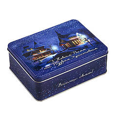 Солодкий новорічний подарунок №34 в металевій коробочці, 450 г. замовлення від 20 шт.