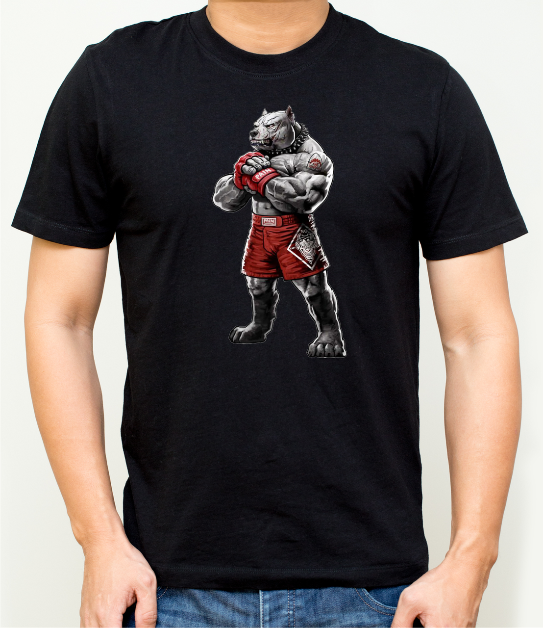 Футболка чоловіча з боксерською тематикою Бульдог боксер,бавовняна футболка розмір S, фото 1