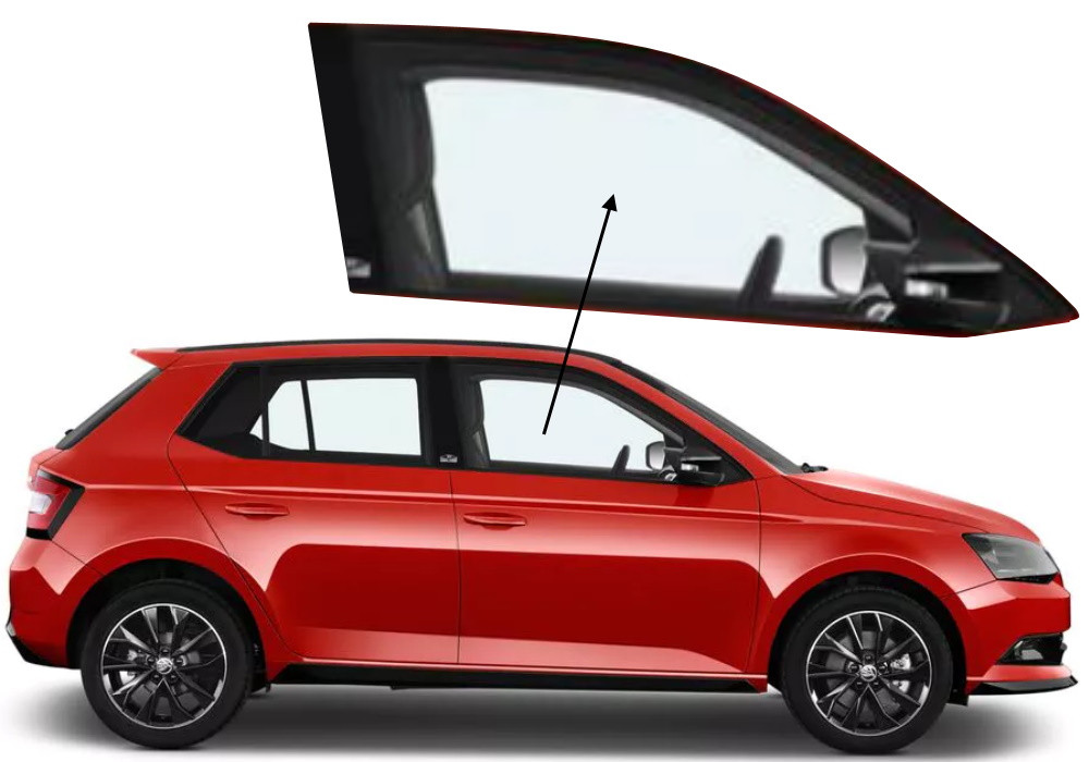 Бічне скло Skoda Fabia 2014-2021 передніх дверей праве, фото 1