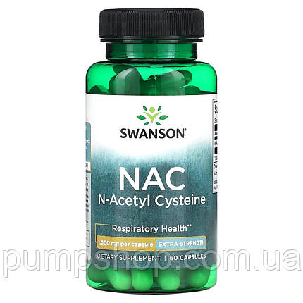 N-ацетилцистеїн Swanson NAC 1000 мг 60 капс., фото 1