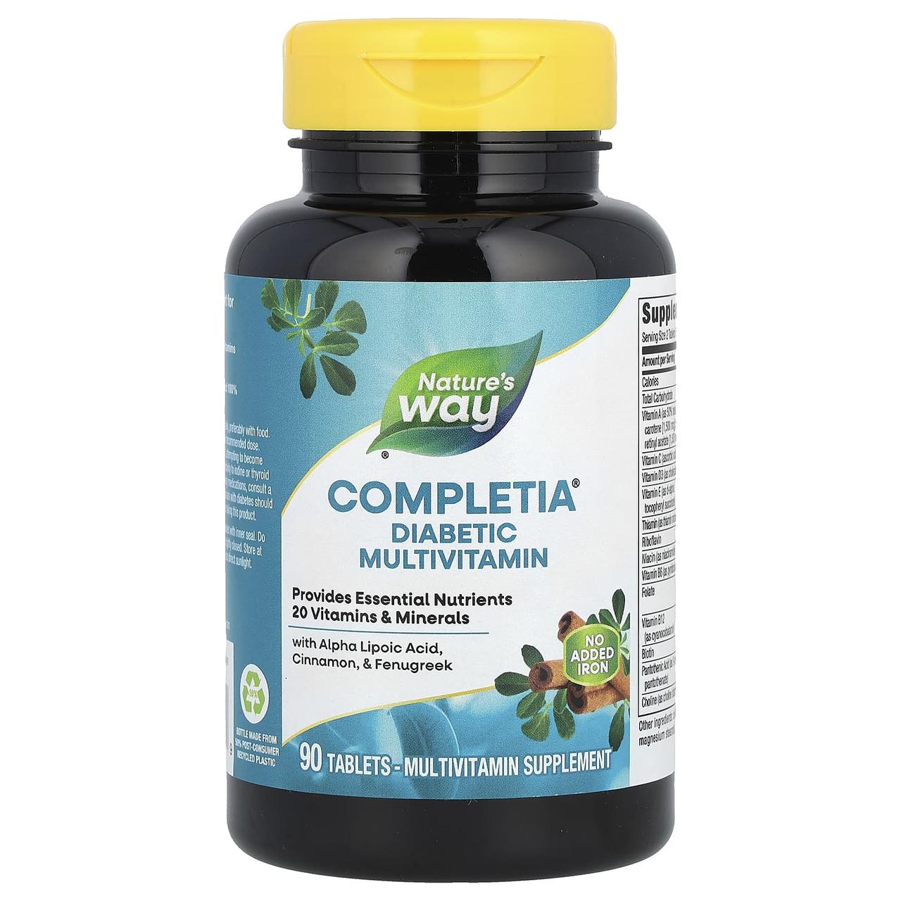 Мультивітаміни для діабетиків без заліза, Completia, Nature's Way, 90 таблеток