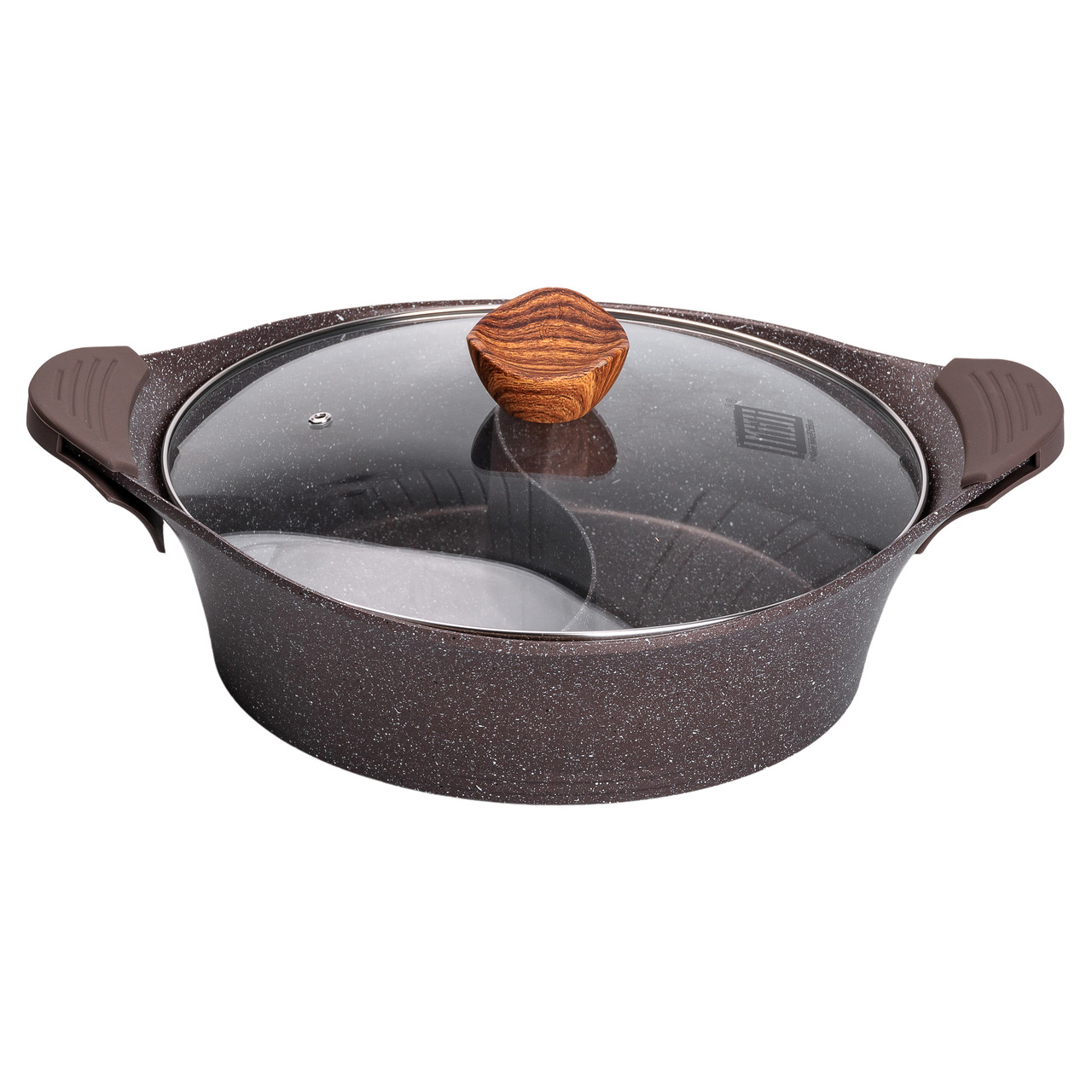 Каструля алюмінієва Ø 30 см з мармуровим антипригарним покриттям на дві секції коричнева MGC Lugi, фото 1