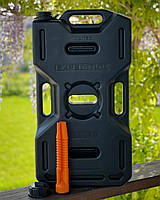 Плоская экспедиционная канистра 10 литров (Черная / С топливным носиком)