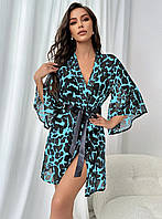 Халат жіночий прозорий короткий леопардовий