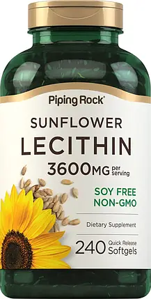 Лецитин Piping Rock Sunflower Lecithin 3600 мг 240 капс., фото 1