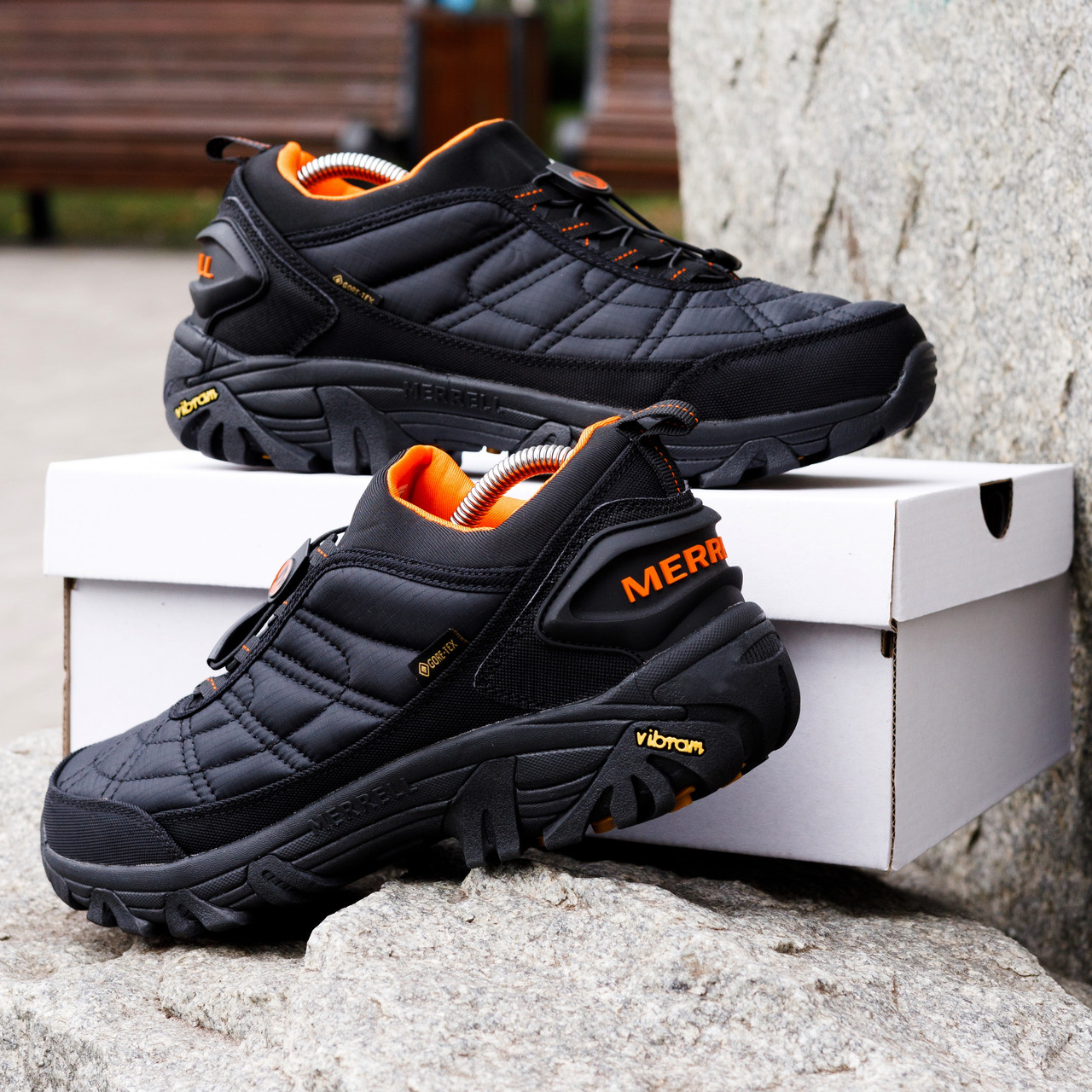 РОЗПРОДАЖ!! ЗИМОВІ ТЕРМО Чоловічі Кросівки Черевики Merrell чорні з помаранчевим 44(28 см)
