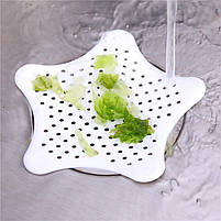 Уловлювач волосся для раковини та душу форма Зірка. Білий фільтр для зливу. Ситечко для ванної., фото 8