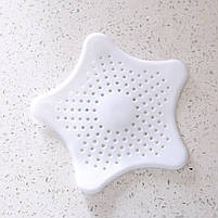 Уловлювач волосся для раковини та душу форма Зірка. Білий фільтр для зливу. Ситечко для ванної., фото 6