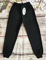 Спортивні штани дитячі на флісі 11-15 років 3-х нитка (чорні) (пр. Туреччина) (гурт)