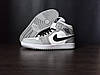 Кросівки NIKE Air Jordan високі СІРНІ на шнурках чоловічі унісекс демісезон ліцензія натуральна шкіра, фото 8