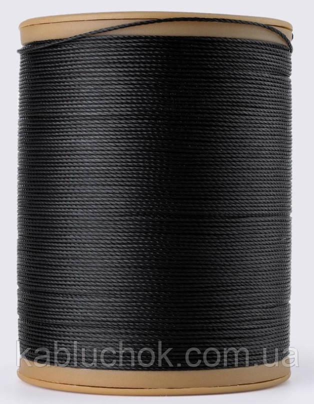 Нитка вощена 0,45 мм цв.черний (S999/M999), круглий шнур 220 метрів Galaces, фото 1