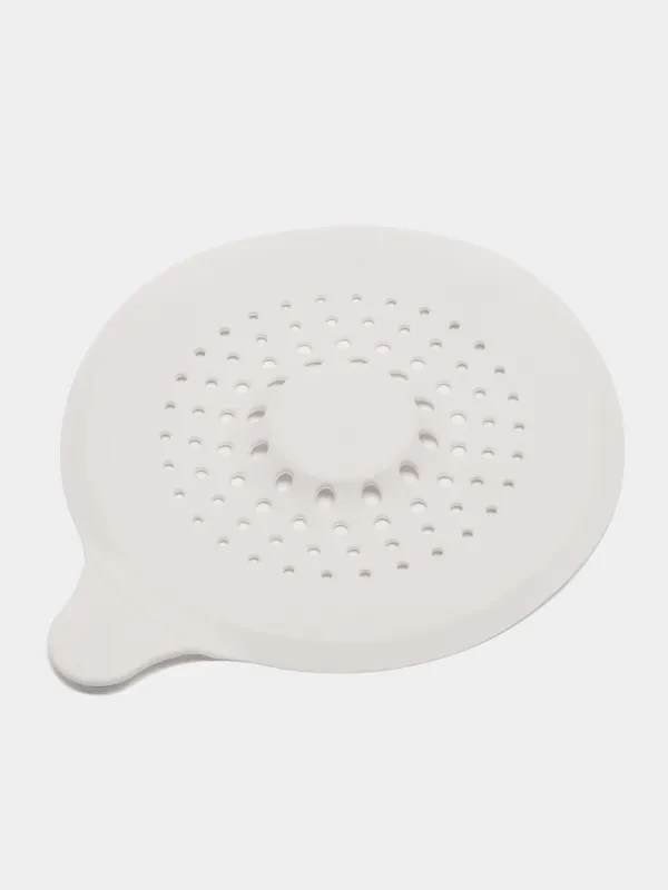 Фільтр для зливу душу та ванни круглої форми. Білий уловлювач волосся. Ситечко для уловлювання волосся., фото 1