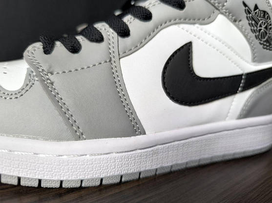 Кросівки NIKE Air Jordan високі СІРНІ на шнурках чоловічі унісекс демісезон ліцензія натуральна шкіра, фото 6