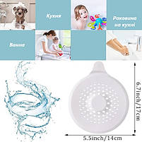 Фільтр для зливу душу та ванни круглої форми. Білий уловлювач волосся. Ситечко для уловлювання волосся., фото 8