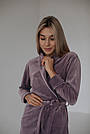 Халат жіночий ВЕЛЮР на запах з кантом DC ПУДРА/ЛИЛОВЫЙ/КАПУЧИНО, фото 9