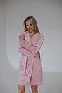 Халат жіночий ВЕЛЮР на запах з кантом DC ПУДРА/ЛИЛОВЫЙ/КАПУЧИНО, фото 2