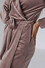 Халат жіночий ВЕЛЮР на запах з кантом DC ПУДРА/ЛИЛОВЫЙ/КАПУЧИНО, фото 7