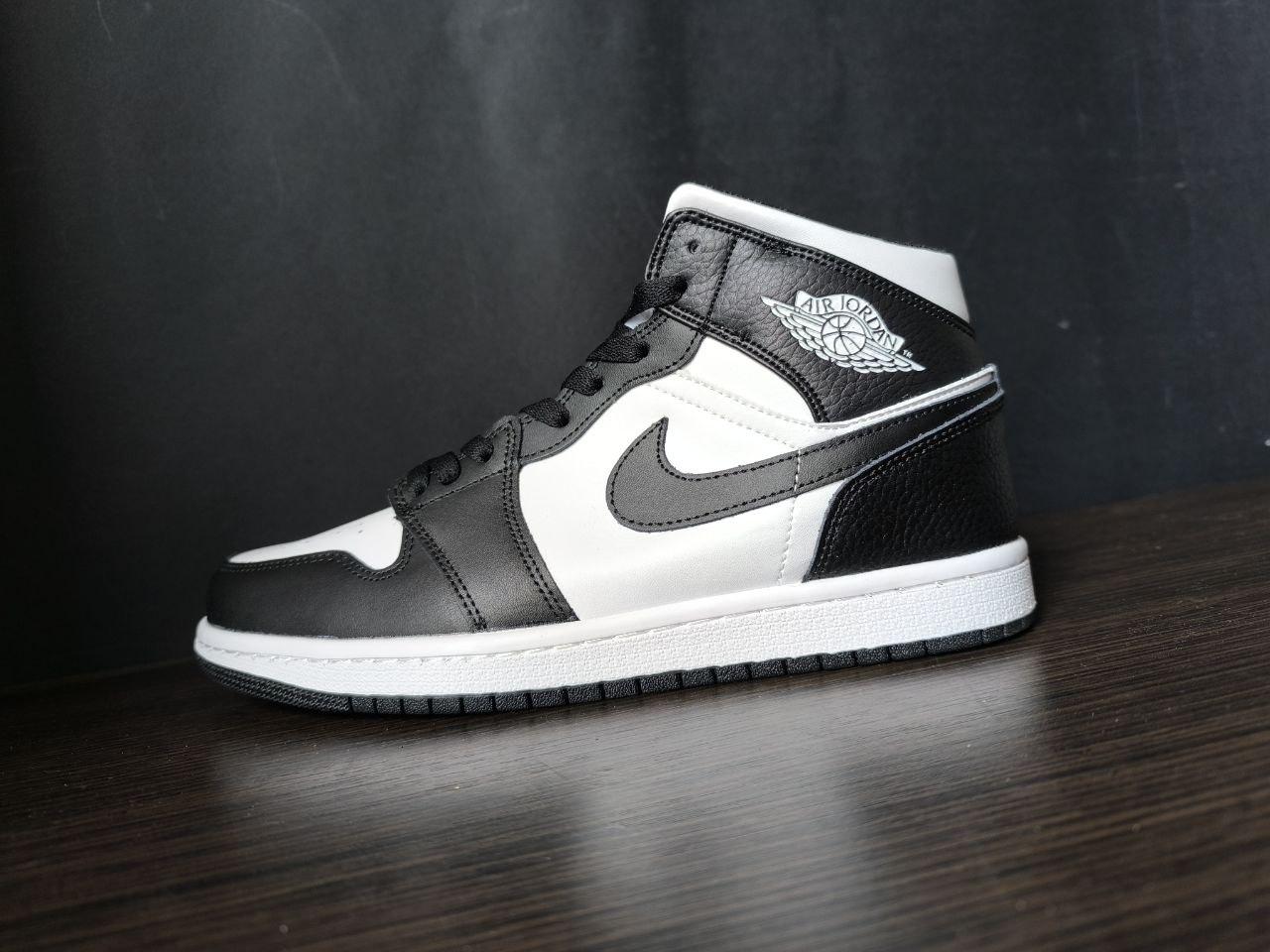 Кроссовки NIKE Air Jordan высокие ЧЕРНЫЕ на шнурках мужские унисекс демисезон натуральная кожа