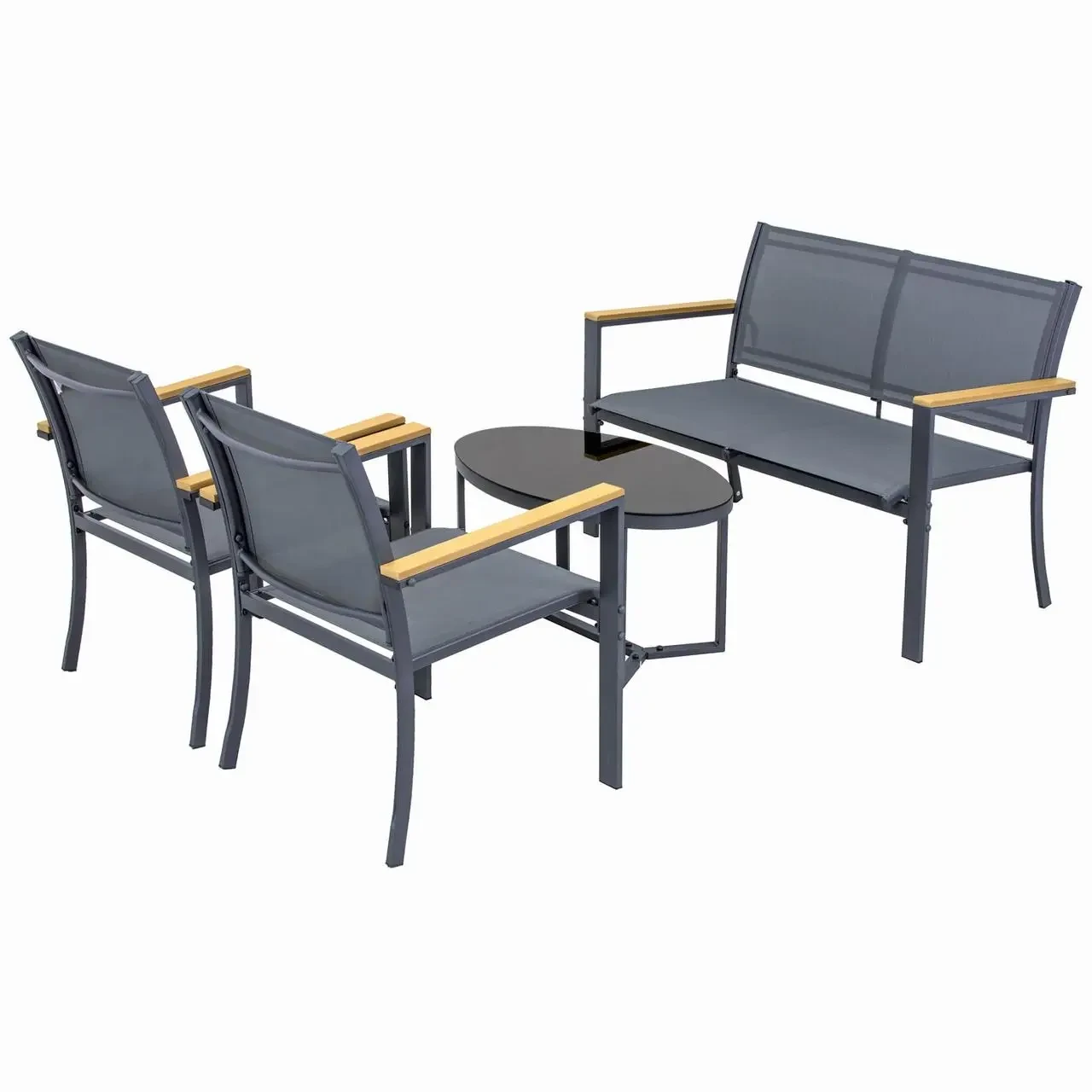 Меблі садові Jumi Lounge Комплект диван + 2 крісла + стіл для саду тераси кафе B_2348, фото 1