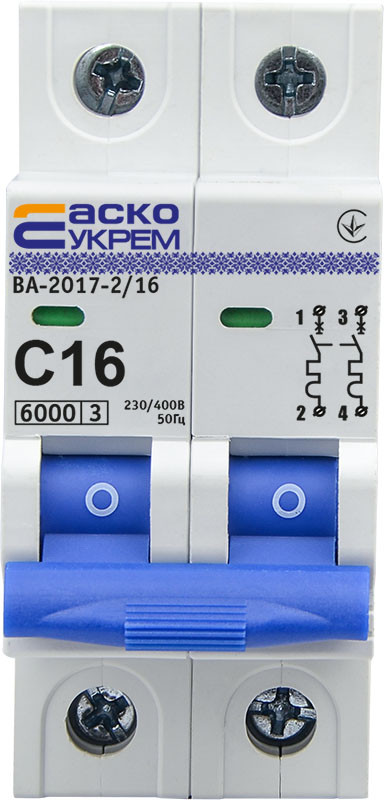 Автоматичний вимикач УКРЕМ ВА-2017/С 2р 16А АСКО