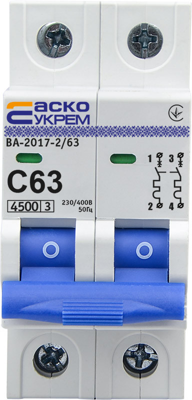 Автоматичний вимикач УКРЕМ ВА-2017/С 2р 63А АСКО