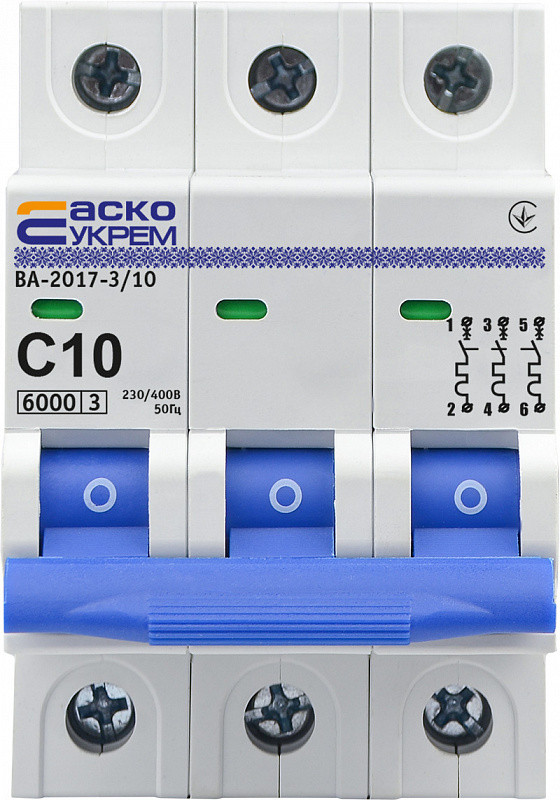 Автоматичний вимикач УКРЕМ ВА-2017/С 3р 10А АСКО