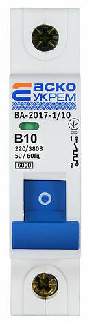 Автоматичний вимикач УКРЕМ ВА-2017/B 1р 10А АСКО, фото 1
