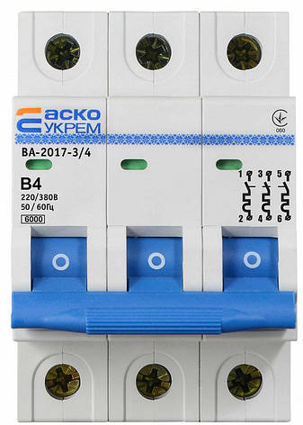 Автоматичний вимикач УКРЕМ ВА-2017/B 3р 4А АСКО, фото 1
