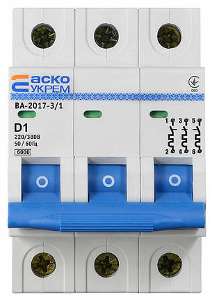 Автоматичний вимикач УКРЕМ ВА-2017/D 3р 1А АСКО, фото 1