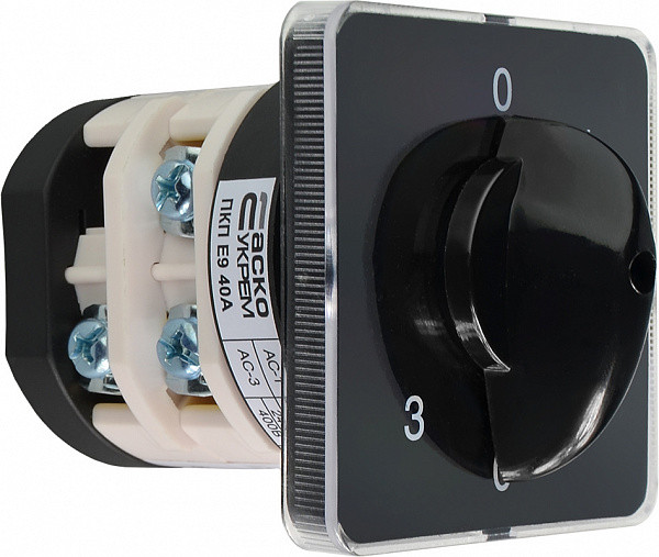 Перемикач пакетний типу ПКП Е9 40А/2.863 (0-1-0-2-0-3 вибір фази)