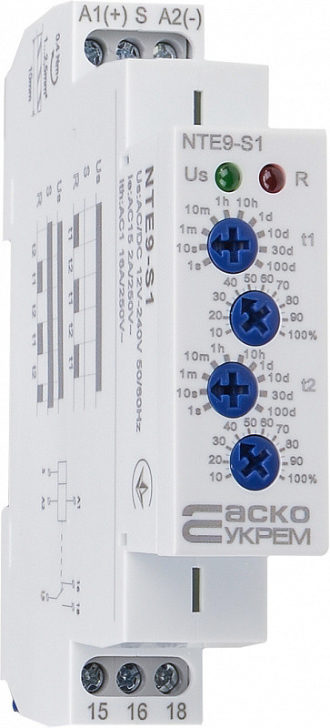 Реле часу асиметричного циклу  NTE9-S1 AC/DC 12-240V