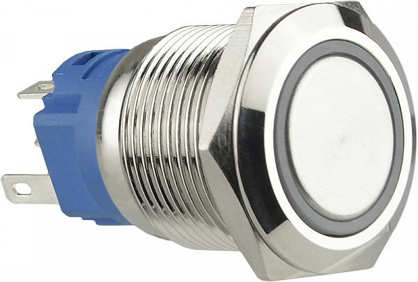 TYJ 19-271 Кнопка металева пласка з підсвічуванням, 1NO+1NC, зелена  24V.