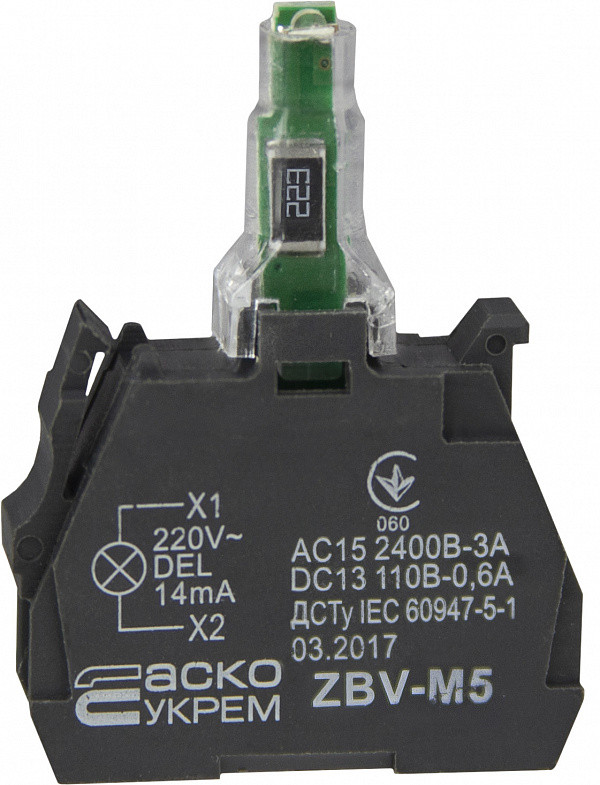 ZBV-M5 Блок для підсвіч. жовтий 220В для кнопок TB5