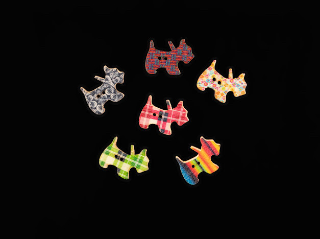 Дерев'яні гудзики для рукоділля. Собачка. 28х20мм, фото 1