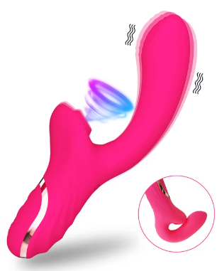 Вакумний вібратор для жінок G-Spot 2 в 1 смоктання клітора стимулятор клітора фалоімітатор темно рожевий