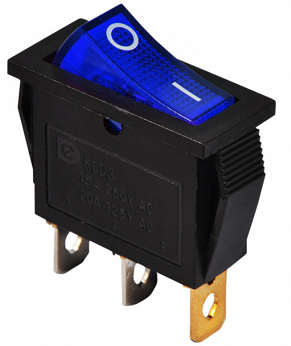 KCD3-101N BL/B 220V  Перемикач 1 клав. синій з підсвічуванням