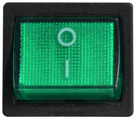 KCD1-6-201N GR/B 220V Перемикач 1 клав.  зелений з підсвічуванням, фото 2