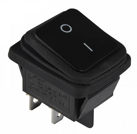 KCD2-201W B/B Перемикач 1 клав. з захистом чорний, фото 1