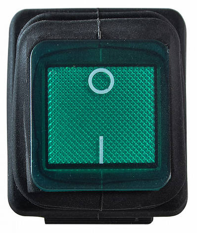 KCD2-201NW GR/B 220V Перемикач 1 клав. вологозах. зелений з підсвічуванням, фото 2