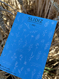 Слайдер-дизайн SLIDIZ наклейка на будь-якому тлі, білі квіти, гілочки, написи. (093)