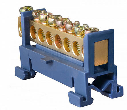 BC-508 6х9 8 отв. Нульова шина з ізолятором на Din-рейку, фото 2