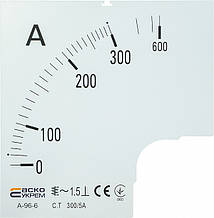 Шкала 300/5А до амперметра А-96-6