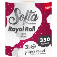 Паперові рушники Chisto Softa Royal Roll 3 шари 350 відривів 1 рулон (4823098414759), фото 1
