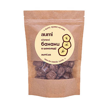 Шматочки в'ялених бананів в bean-to-bar шоколаді AUMi, 100г