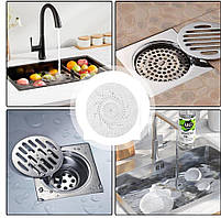 Фільтр для зливу душової кабіни та ванни. Білий фільтр-ситечко уловлювач волосся для захисту від засмічення., фото 5