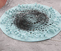 Фільтр для зливу душової кабіни та ванни. Білий фільтр-ситечко уловлювач волосся для захисту від засмічення., фото 10